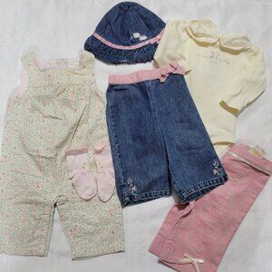 Gymboree Vintage Winter Berries Lot. Used 3-6 month denim pants, bodysuit, & hat